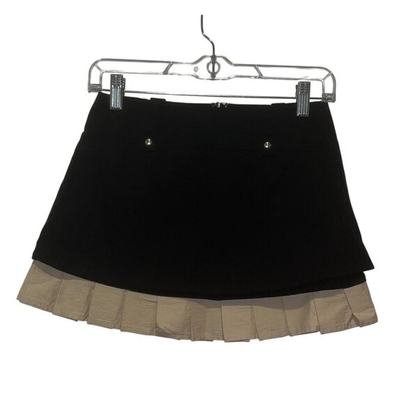 White Fox Black Cotton Side Zipper & Button Women's Mini Skirt Size XS - Picture 1 of 6